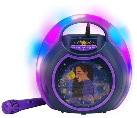 eKids Disney Wish - Máquina de karaoke, altavoz Bluetooth con micrófono para niños, diseñada para fanáticos de juguetes y regalos de Disney