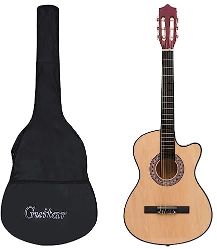 prissent Set Chitarra Acustica Western 12 pz con 6 Corde 38 Chitarre Classiche Chitarra Legno Bambini Guitarra Classica Chitarra Principianti Gitara per Bambini 35,5x8,5x98 cm