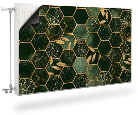 Muralo Heizkörperverkleidung, magnetische Heizkörperabdeckung für Plattenheizkörper aus Stahl oder Blech - Geruchlos und sicher für Gesundheit - Grünes Mosaik Br. 90cm x Hö.60cm