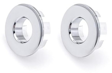 JZK 2x Remplacement argenté cuivre métal anneau trop-plein lavabo salle de bain anneau débordement d'évier couverture rond bouchon pour trou de trop-plein de bassin pour cuisine lavabo garniture