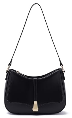Prettyzys Halbmond-Umhängetasche für Damen, Vintage, Retro, veganes Leder, Clutch, Tragetasche, Umhängetasche, Handtasche für Damen, Schwarz