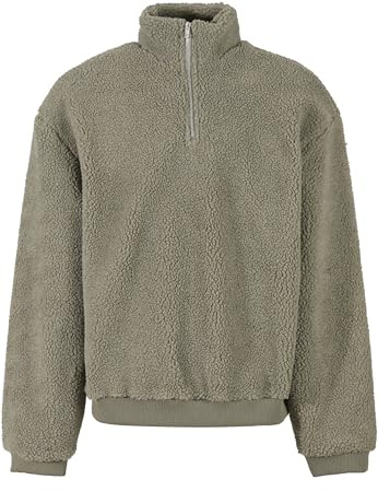 Urban Classics Troyer för män, oversized teddy-troyer av sherpa-tyg, oversize passform, storlekar S 5XL, Palegreen, XL