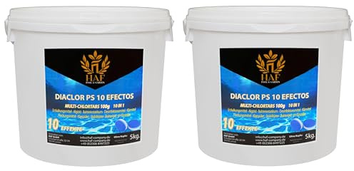 HAF Pool Chlor-Tabletten (2 x 5 kg Eimer) – langsam lösliche Chlortabletten (100g pro Stück) | Chlor Multitabs 10 in 1 für Poolpflege, Dauerdesinfektion, Algenvorbeugung & hygienisch klares Poolwasser