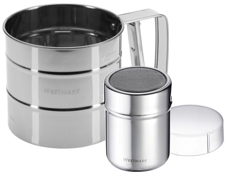 Westmark 2 x Sucriers en Poudre - Tamis à Farine Fine avec Commande à une Main en 100% Acier Inoxydable, lavable Au lave-Vaisselle, Argent - Volume 250 G 321522E7