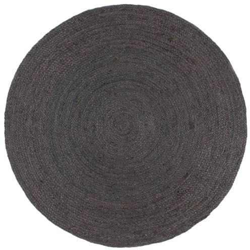 Sufrk Alfombra de Yute Tejida a Mano Redonda Gris Oscuro 240 cm Alfombras Redondas Lavable Alfombras para Salon