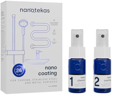 Nanotekas Nano keramisk beläggningssats för metall och krom – keramisk beläggning rostfritt stålskydd – för rostfritt stål och kromytor – livsäker hem keramisk beläggning fläck och vattenavvisande