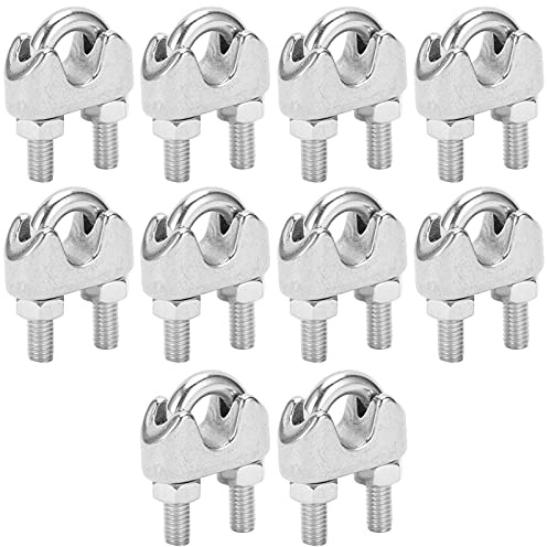 10 Abrazaderas de Cuerda para Barco Marino Abrazadera de Cable de Acero Inoxidable M8 Abrazadera de Clip de Cable de Cuerda de Alambre de Acero Inoxidable M8 de 5/16 Pulgadas