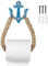 Porte-papier toilette nautique mural en corde de jute rustique naturelle avec ancre décorative pour plage et bord de mer (bleu)