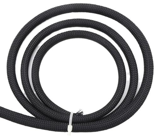 Cord Protector, Black PET Braided Sleeve 2 4 6 8 10 12 14 16 20 25 30 40 50 60 70 80mm High Density Insulated Cable Protection Expandable Sheath Cord Protector(50MM-5 Meters)