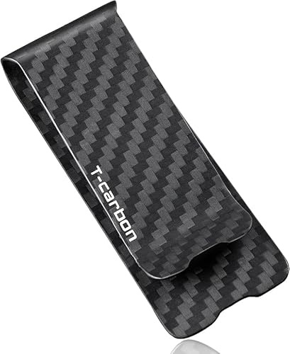 T-carbon Clip de dinero de fibra de carbono real para hombre, clip delgado para dinero en efectivo y tarjetero para bolsillo frontal de negocios, negro mate, 28 mm
