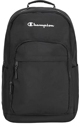 Champion Women's Council Laptop Backpack with Padded Adjustable Straps, Water Bottle Pocket for Work, Travel, Commute, Black/White, One Size