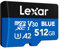 Lexar Blue Tarjeta Micro SD 512GB, hasta 160 MB/s ectura, Tarjeta microSDXC UHS-I, C10, U3, V30, A2, Full-HD 4K, Tarjeta de Memoria de Alta Velocidad para Smartphones/tabletas/cámaras de acción