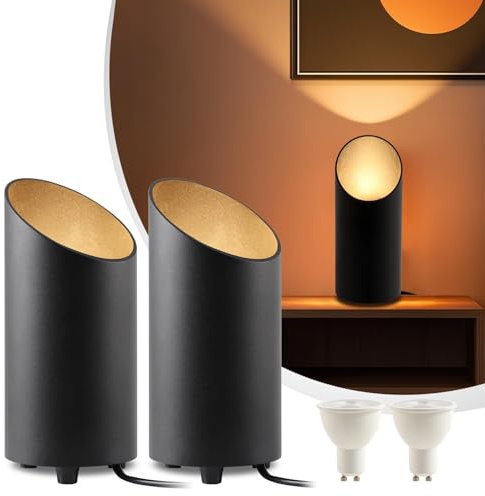 Uplight Spot 2 Stück Schwarz, Led Bodenstrahler Mit Fußschalter, Indirekte Beleuchtung Innen Wohnzimmer, 3 Farbtemperaturen Bodenleuchte, Led Gu10 Lampe, 6W 700lm