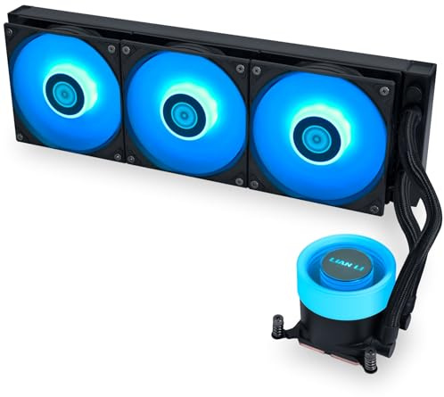 Lian Li GA II Lite 360 RGB AiO-Wasserkühlung mit Unendlichkeitsspiegel, 3x ARGB-Lüfter, 360-mm-Radiator, drehbares Logo, schwarz