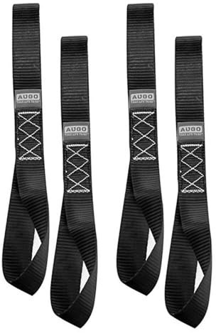 4 fasce di ancoraggio moto 800 kg – Cinghia di serraggio per trasporto, imbracatura rotonda per rimorchio, anelli resistenti in materiale ad alta resistenza (nero)