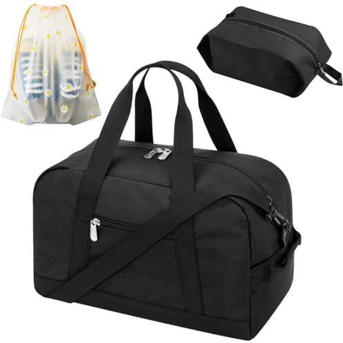 Borsa da Viaggio, Borsa da Palestra Ripiegabile Impermeabile, Borsone Palestra con Borse Impermeabile per le Scarpe e due Borse con Coulisse, 40 x 24 x 20 cm