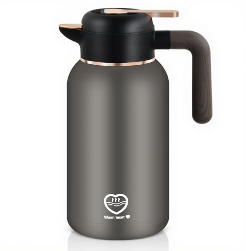 Focenat 2L Thermoskanne, Kaffeekanne, 24h Heiß, 304 Edelstahl, Ergonomischer Griff, Kaffeekanne Thermo, Isolierkanne Ideal für Kaffee oder Teekanne