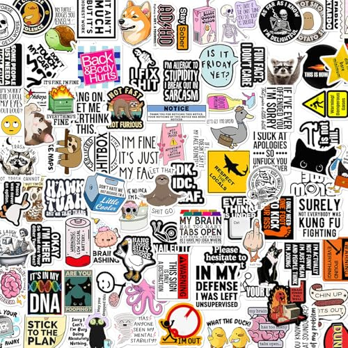 Tixlux 130 PCS Funny Stickers for Adults, Cool and Humorous Stickers, Waterproof Glossy Decals for Water Bottle Laptop Bumper Phone Hard Hats -Funny