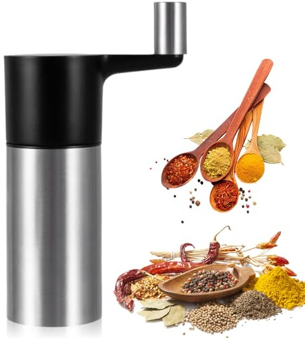 Macinino per noce moscata, grattugia di 3 noci moscate, in acciaio inox con contenitore e manovella per noce moscata intera, fave tonka