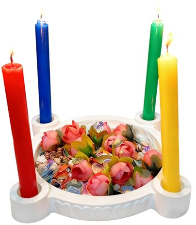 Gießform Kerzenständer Silikonform Kerzenhalter 4 Löcher Rund Silikonformen Gießformen Kerzenhalter für Stabkerzen Beton DIY Silikon Weihnachten Halloween Dekorationen