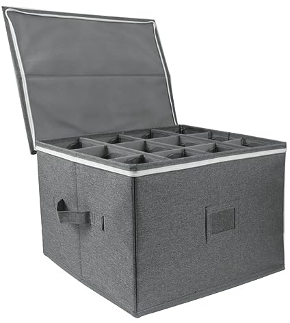 Janasiba 1 caja de almacenamiento plegable para copas de vino, 42,5 x 32 x 27 cm