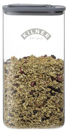 Kilner 3 Litre Glass Cereal Dispenser | Storage Jar with Airtight Glass & Silicone Lid | Easy-Pour Spout for Mess-Free Serving | Food Dispenser for Cornflakes, Beans, Granola and Pet Food