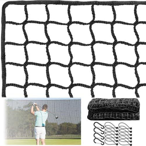 Golf Übungszaunnetz 3 x 5m,Golfnetz,Schwarzes Polyester Golfnetz Mit Sicherheitsschnalle Und Elastischem Kabel,3 mm Geknotetes Hdpe-Netz für Golf, Baseball, Hockey für Indoor Outdoor Garten