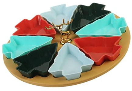 FLCPJGV Plateau de Service pour Fruits Secs et Desserts de Noël - Décoration de Noël pour Les Fêtes - Plateau de Service pour Fruits Secs et, 8 Grille