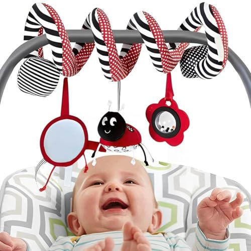 YOFDAL Jouet de Poussette pour bébé, Animaux en Peluche en Spirale Suspendus de Berceau, d'activité sensorielle éducative grinche Stimule le Développement - Cadeau Naissance Garçon et Fille