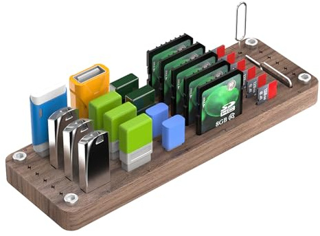 Armadietto per unità - Rack da 25 slot, scatola in legno realizzata a mano, contenitore per archiviazione di carte | Unità Organizzativa Backup Digitale, Attrezzature degli Spazi di Lavoro