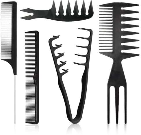 5 Stück Kamm Männer Styling Set, Kreieren Sie eine Flauschige Frisur | Styling Kamm, Stielkamm, Texture Comb, 3-in-1-Stylingkamm, Strukturierter Haarkamm für Frauen und Männer