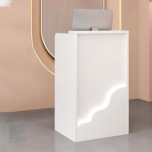 Kompakt receptionsskrivbord med LED-lampor, låsbar låda för kontor, kyrkor och klassrum, modern främre bänk