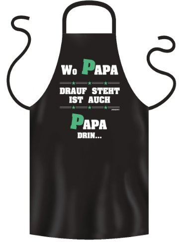 Grillschürze für Männer mit Spruch Wo Papa drauf steht | Grill Schürze Kochschürze lustig Baumwolle schwarz | lustige Geschenke zum Thema BBQ Grillen Grillzubehör