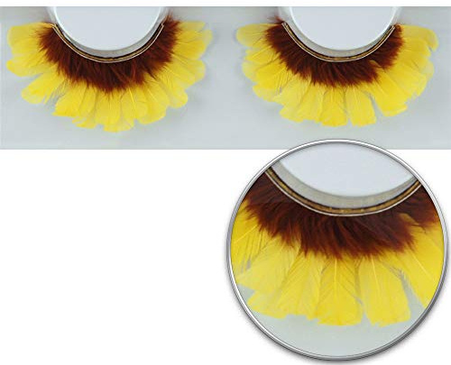 Grimas professionelle Federwimpern | Nummer 164 - rotbraun gelb | Hochwertige falsche Wimpern in besonderem Design für Karneval, Theater, Halloween und mehr