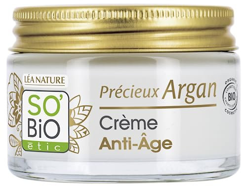 LÉA NATURE SO BiO étic| Crème Anti-Âge Jour – Précieux Argan | Corrige les signes de l’âge | Rides, Fermeté, Eclat |Huile d’Argan Bio|Acide hyaluronique |99% d'origine naturelle|Made in France| 50 ml