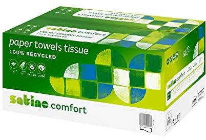 Satino by WEPA Comfort Papierhandtücher 2-lagig I hochweiß I V-Falz I 25x23cm I 3.200 Blatt (20x160) I Format Tissue I PT3 I 100% Recycling