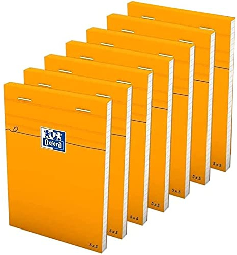 OXFORD 10 Stück Notizblöcke, Orange, A6, kleine Karos, 5 mm, 80 Blatt, geheftet, Deckblatt beschichtet, Orange