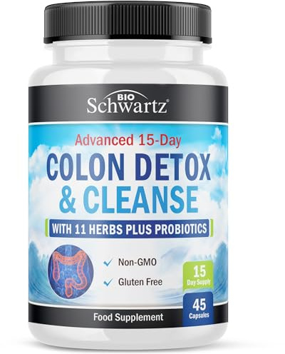Colon Cleanser and Detox for Digestive Support - 15 Day Fast-Acting Advanced Cleanse with Probiotic Fiber, Psyllium Husk and Noni for Constipation Relief and Bloating Support, Non-GMO, 45 Count