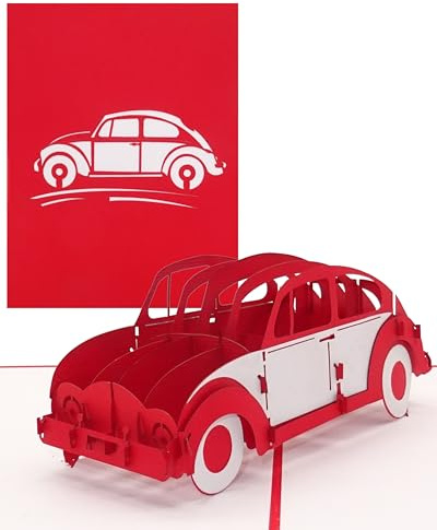 Pop Up Karte Auto - Automobil“ 3D Geburtstagskarte, Glückwunschkarte & Karte zum Führerschein 3D Auto Modell als Geschenk, Geschenkverpackung und Reisegutschein