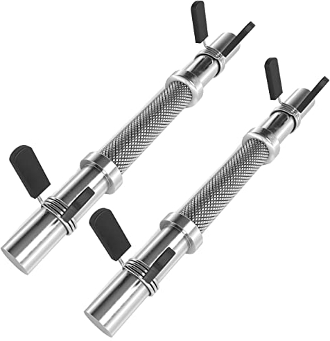 ScSPORTS® Kurzhantelstange - 35/42/48cm, 1er/2er, 30mm, Ergonomisch, Gerändelt, Chrom/Scwarz, Sternverschluss/Federverschluss/Schnellverschluss, Silber (2, 35,5 cm + Schnellverschluss)