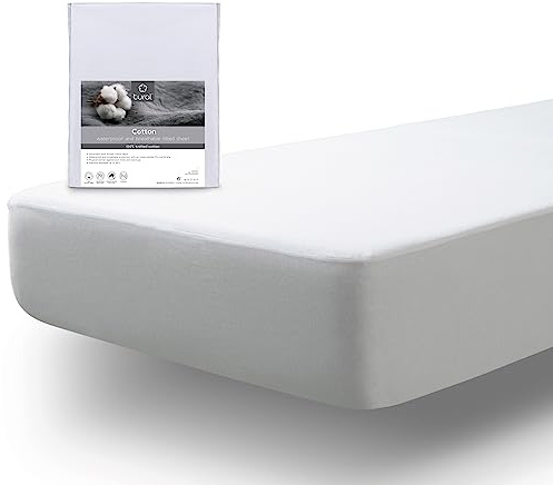 Tural – Protector de colchón y Sábana Bajera 2 en 1 Impermeable y Transpirable | Tejido 100% Algodón. Talla 120x200cm