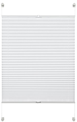 Deco Company Plissee zum Klemmen, Blickdichtes Faltrollo, Alle Montage-Teile inklusive, EASYFIX Plissee verspannt mit Zwei Bedienschienen, Weiß, 75 x 130 cm (BxH)