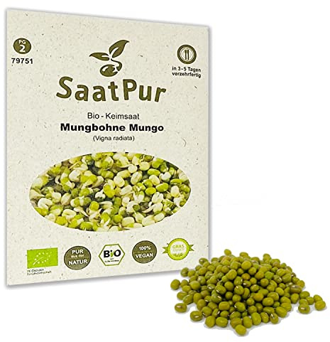 Mungbohnen BIO Keimsprossen SaatPur - Mungo Sprossen Keimsaat, Microgreen - 75g