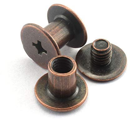 LQ Industrial 120sets Chicago Screw Cross Head Phillips Drive Binding Screws Rivet Book Binding DIY Leather Craft Assembly Bolt 5x6mm Red Bronze