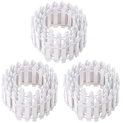 CCCYMM Pack of 3 5X100CM White Mini Wooden Fence for Miniature Fairy Garden Ornament Small Wood Picket Fence Craft Micro Landscaping Decor DIY Accessories