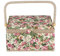 Panier à couture - Boîte de rangement - rose - En coton et bois - Portable - 30,5 x 23 x 15,5 cm