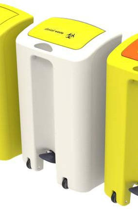 Office Needs Direct EnviroStep 90 Litre Ivory Base Peddle Yellow Lift Lid Clinical Waste & PPE Bin