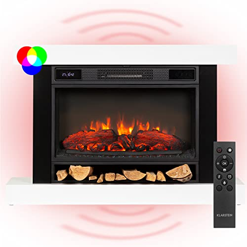 Klarstein Cheminée Electrique d'Intérieur, Chauffage Electrique de 1900W, Fausse Cheminée Decorative avec Effet Flamme en LED, Télécommande Inclus, Programmable, Minuterie, Thermostat Réglable
