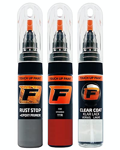 FIRANTO Lackstift Autolack Reparaturset für Hyundai TTR Tomato Red - 3-in-1 Autolack Kratzer Reparaturstift 15ml Grundierung, Klarlack