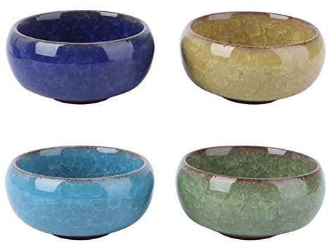 Nuojie Pots de Fleurs intérieurs et extérieurs 4pcs macreteros jardinière Fleur Pot Fleur Pot Groot Succulent Fleur Pot végétale Plante Fleur Pot de Fleur Glace céramique Artisanat Jardin (Color : A)